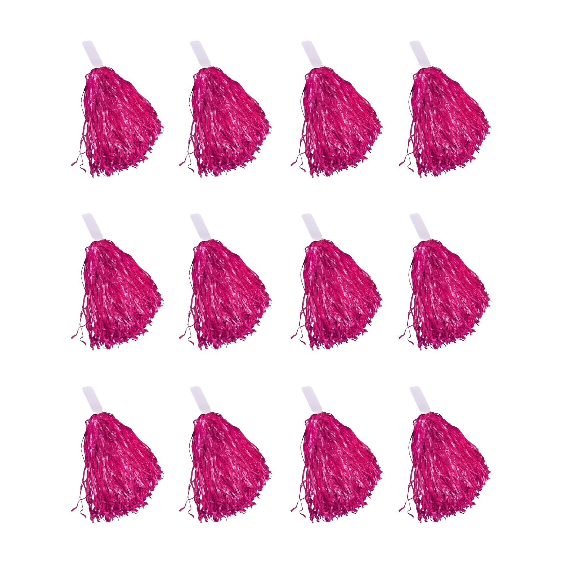 Windy City Novelties - 12 Pack - Pink Cheerleader Pom Poms  Cheerleading Supplies, Halloween Costume Accessory, Team Spirit, Dan