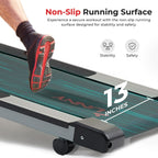 Sunny Health & Fitness Manual Walking Treadmill, Non-Electric, Foldable & Compact Design, Quiet Tread Pad, Transportation Wheels
