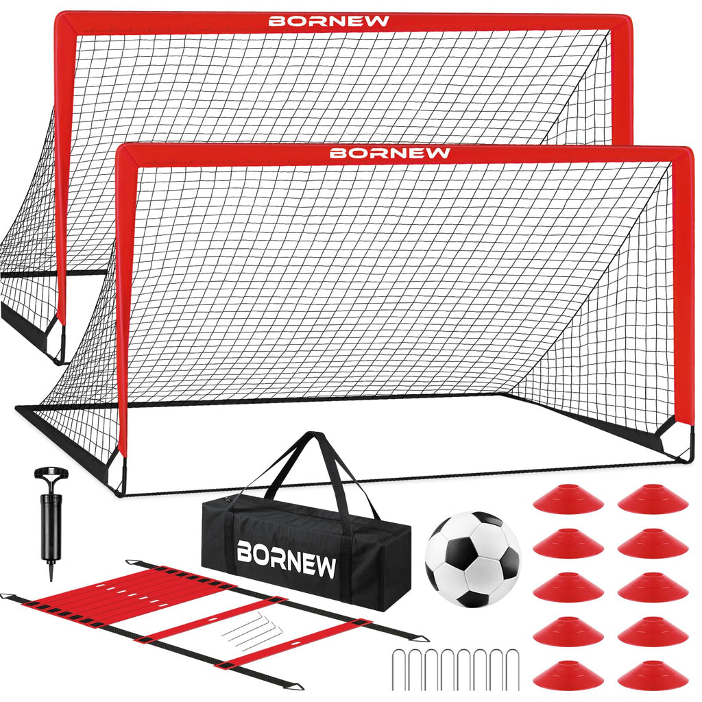 Kids Soccer Goal For Backyard Set - 2 Set Of 6X4 Ft Toddler Soccer Nets With 20Ft Agility Ladder, Soccer Ball, Pop Up Portable S