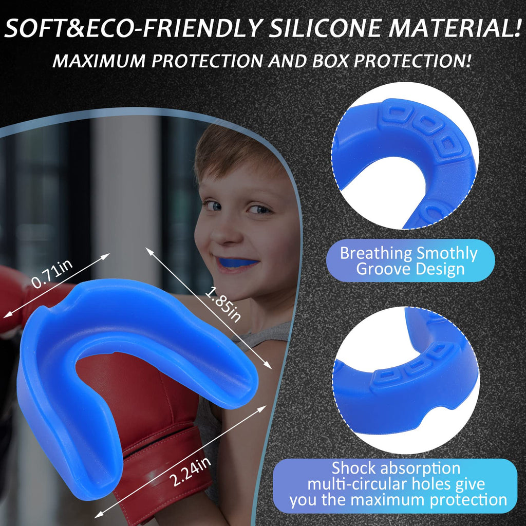 Bbto 6 Pieces Sports Mouth Guard For Kids, Athletic Mouthguard For Boxing Football Hockey Karate Basketball(Blue, Classic Style)