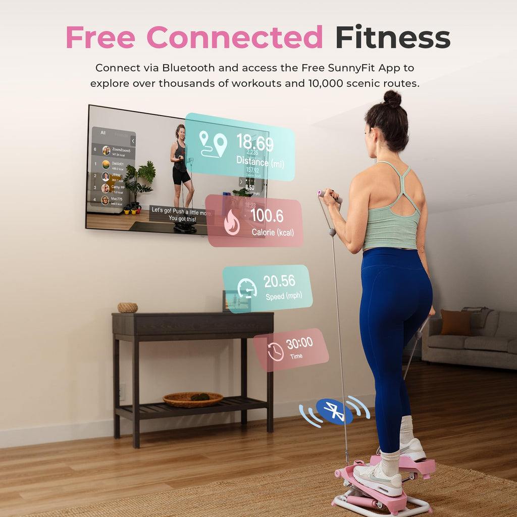 Sunny Health & Fitness Total Body 2-in-1 Stepper Machine, Total Body Workout, Adjustable Hydraulic, Resistance Bands, Non-Slip P
