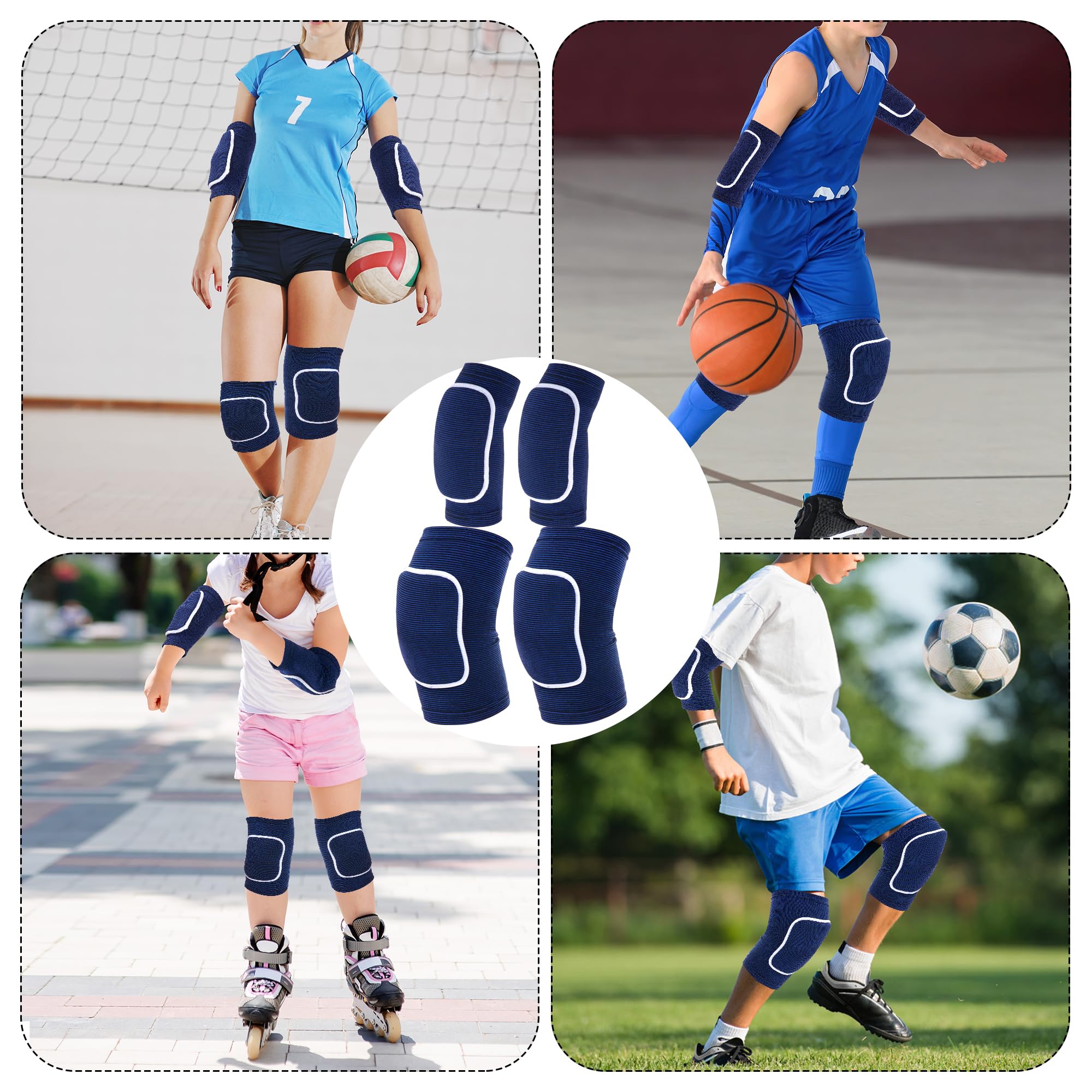 Obmwang Volleyball Knee Pads And Volleyball Arm Pads Set For Kids Youth Volleyball Yoga Dance Football Basketball Running, Large