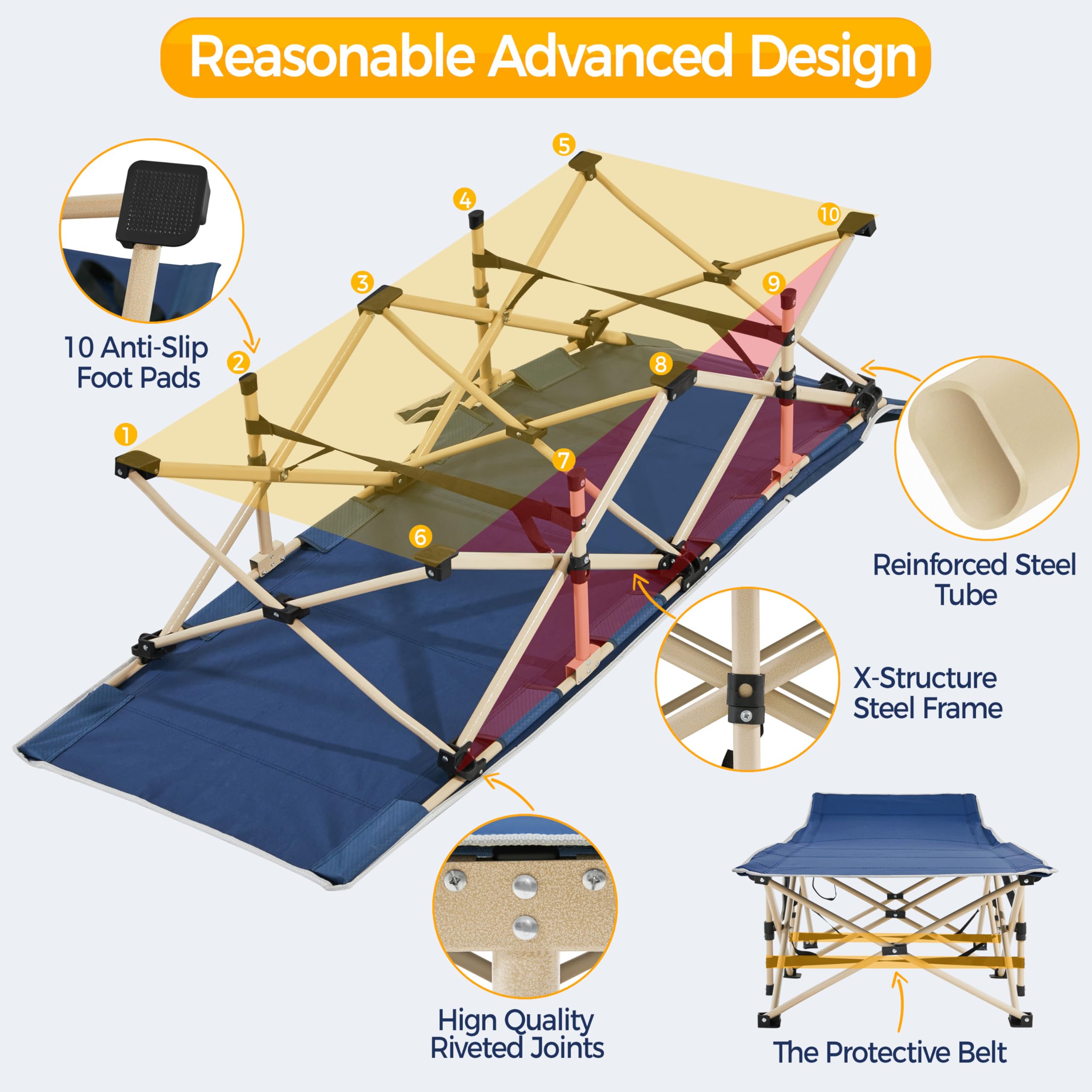 Yaheetech Folding Camping Cot, Portable Military Canvas Sleeping Bed, Outdoor Comfortable Lightweight Bed W/Carry Bag For Hiking
