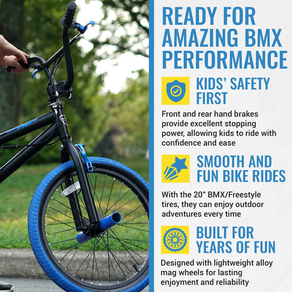 Kent International 20 Inch Pro 20-20 Inch Bmx Bike With Front & Rear Hand Brakes And Padded Bmx Saddle - Sturdy Bicycle For Kids