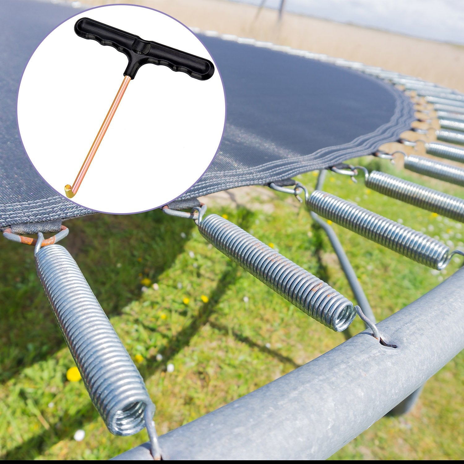 Tecunite 2 Pack Trampoline Spring Pull Tool Adjustment T-Hook Spring Pull Kit