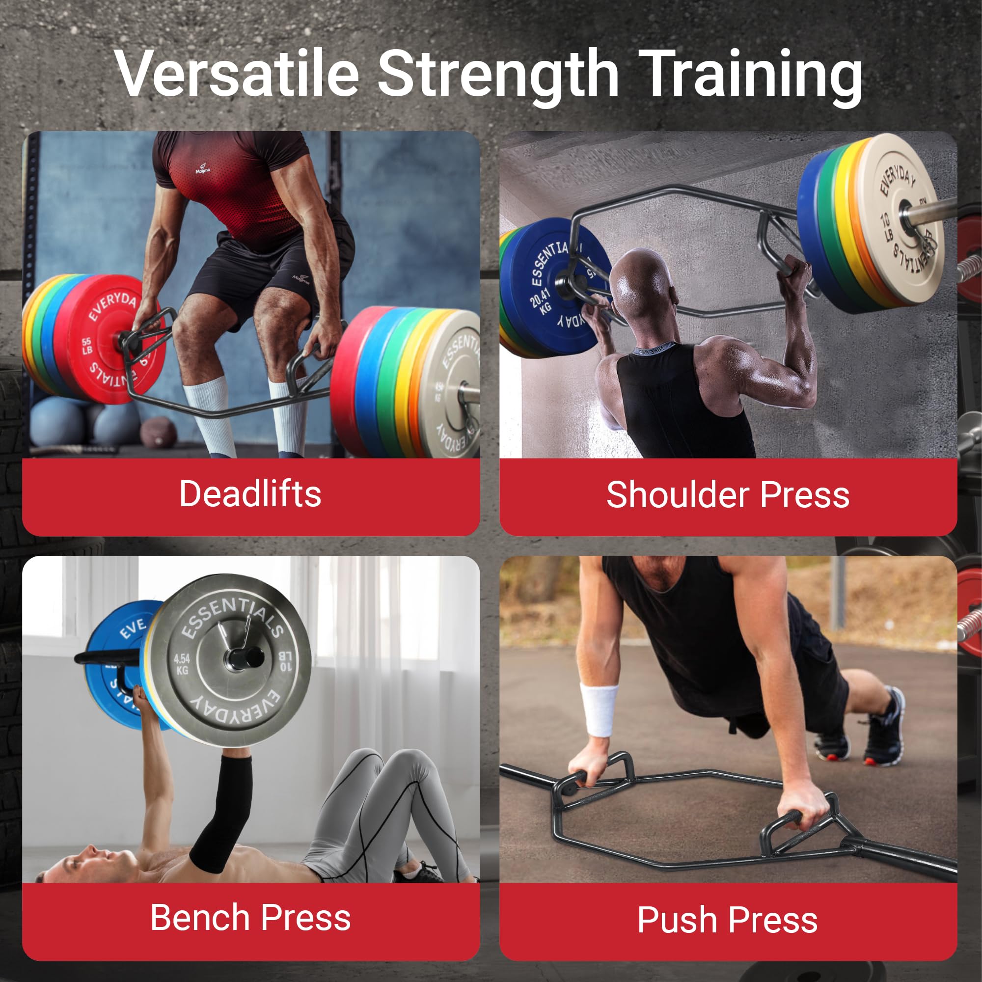 Fitvids 2-Inch Olympic Hex Weight Lifting Trap Bar with Long and Rotating Sleeves, Close Design