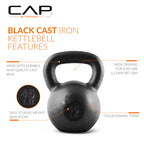Cap Barbell Black Cast Iron Kettlebell | 45 Pounds