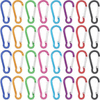 H&W 1.8 32 Pcs Small Carabiner Clip, Carabiner Keychain Gourd Ring 8 Colors,Aluminum Durable Spring Snap Hook With Gift Steel Ri