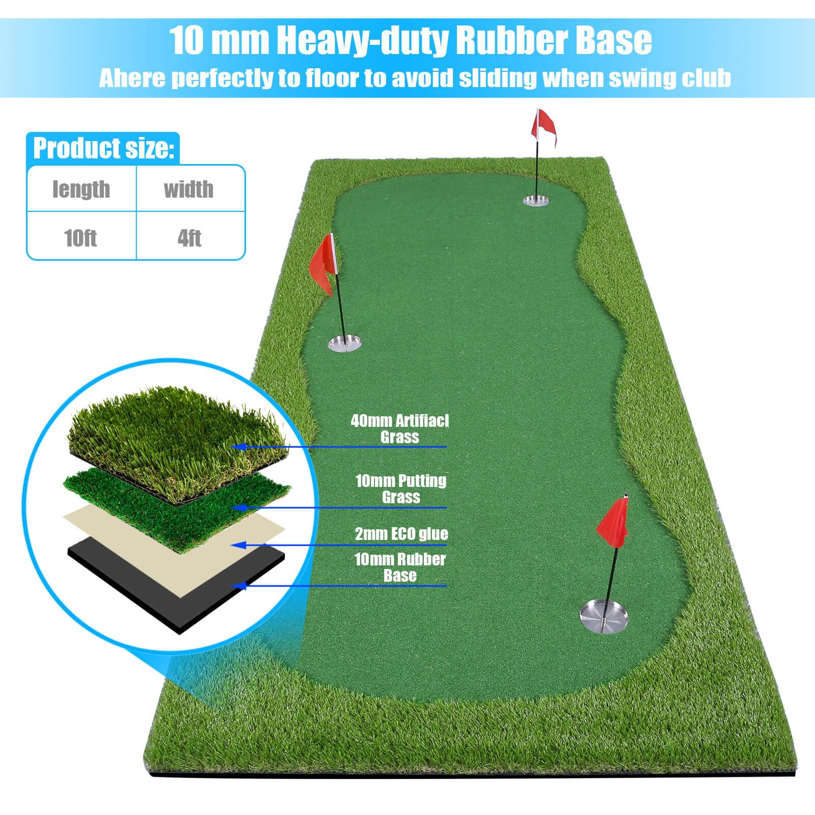Boburacn Golf Putting Green/Mat-Golf Training Mat- Professional Golf Practice Mat- Green Long Challenging Putter For Indoor/Outd