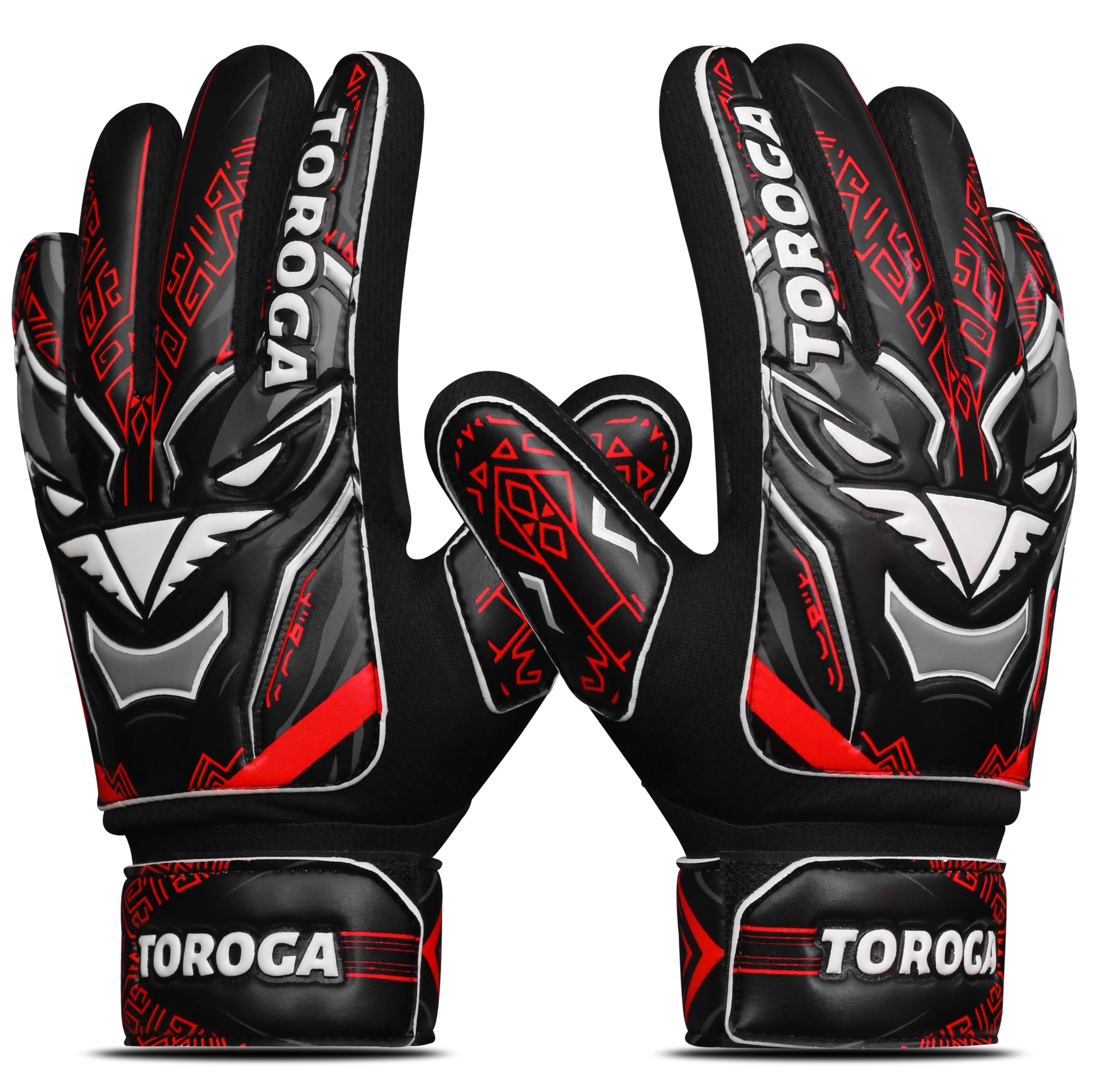 GRIPKNOX Goalkeeper Gloves for Kids & Youth - Soccer Goalie Gloves,Strong Latex Grip, Double Wrist Support & Breathable Mesh - B