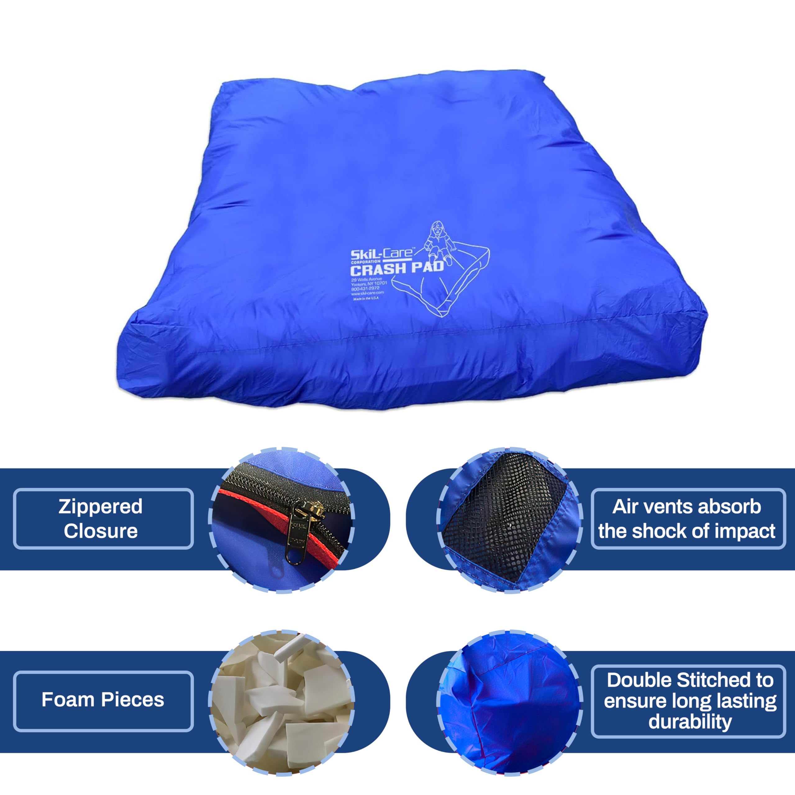Skil-Care Replacement Cover For 6X8 Crash Pad, Durable Blue Nylon Shell, Water-Resistant, Machine-Washable, Cover Only, Fits Ori