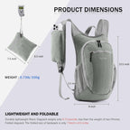 Uselike 10L Small Hiking Backpack Travel Daypack Lightweight Packable Back Pack for Women Men(Light Grey)