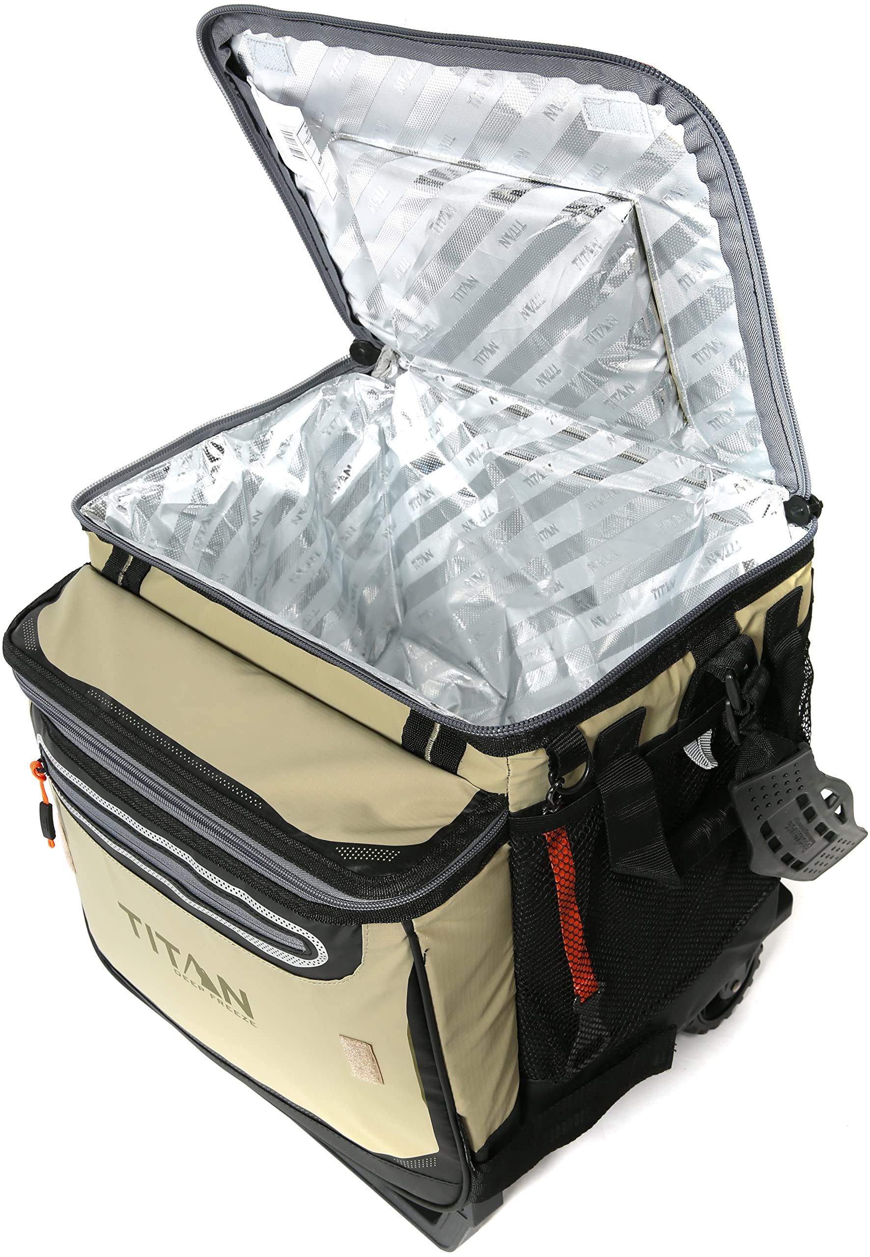 Arctic Zone Titan Deep Freeze 60 (50+10) Can Collapsible Rolling Cooler With Wheels And All-Terrain Cart, Moss