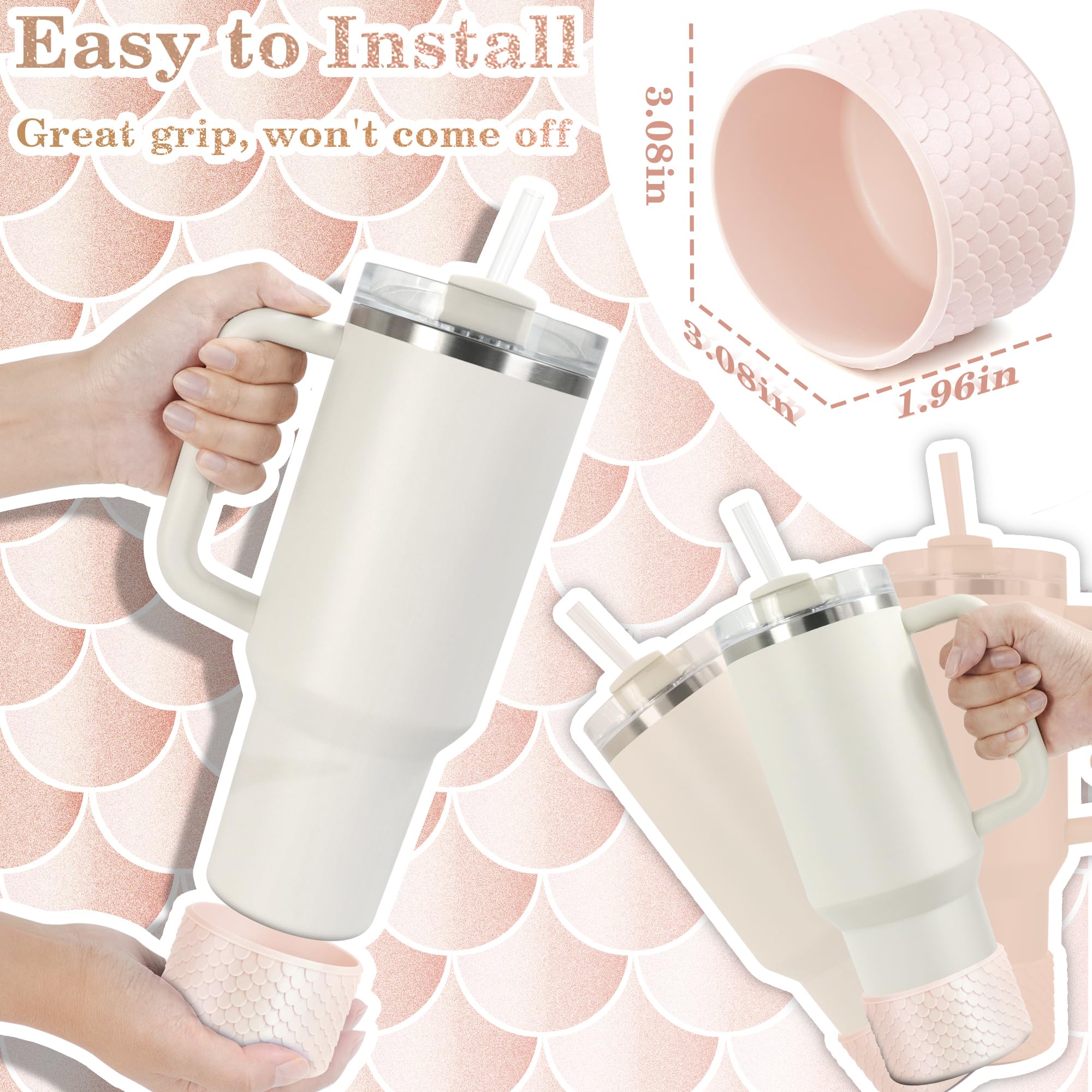 Mermaid Silicone Boot For Stanley Cup 40/30/20 Oz, Bottom Protector Made For Hydrojug Traveler 32/40 Oz & For Owala Tumbler 40Oz