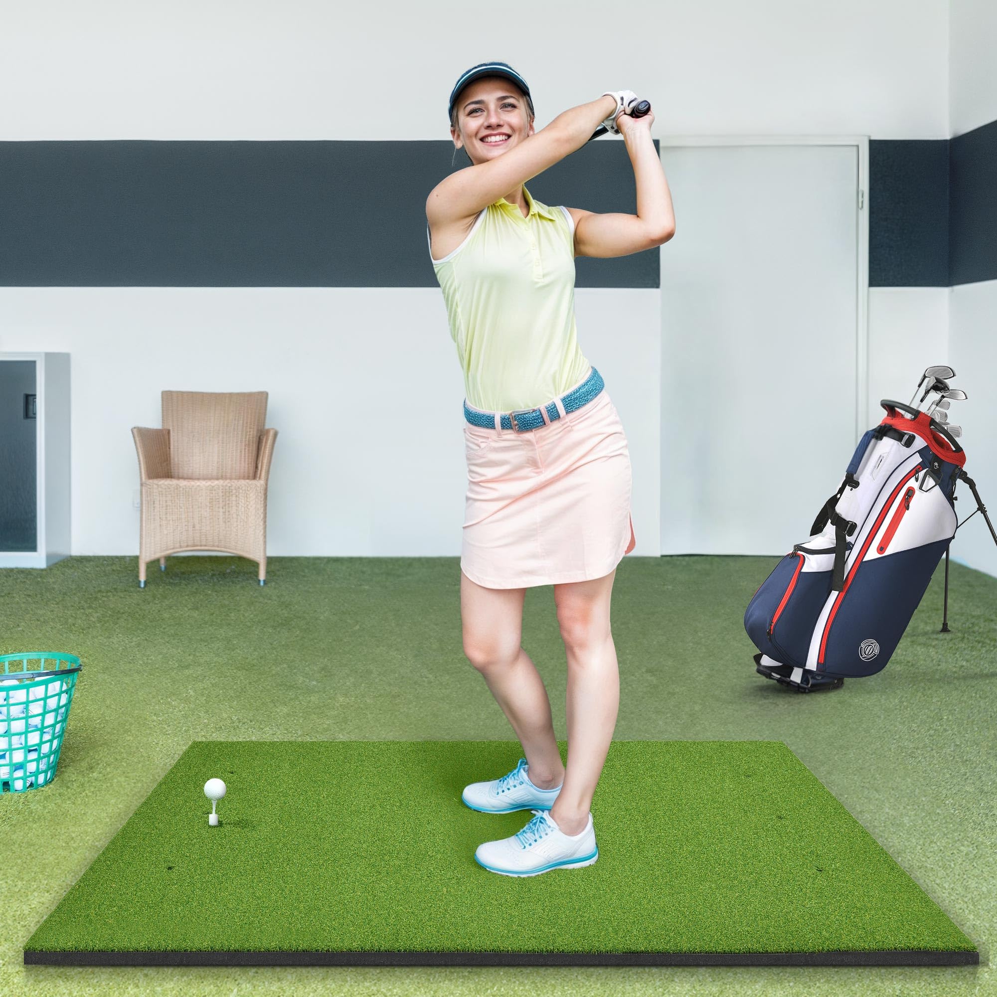 Shopsource Golf Mat, 5  4ft Golf Hitting Mat for Indoor Outdoor, Top-Notch Artificial Turf Practice Mats with 9 PU Golf Balls+3
