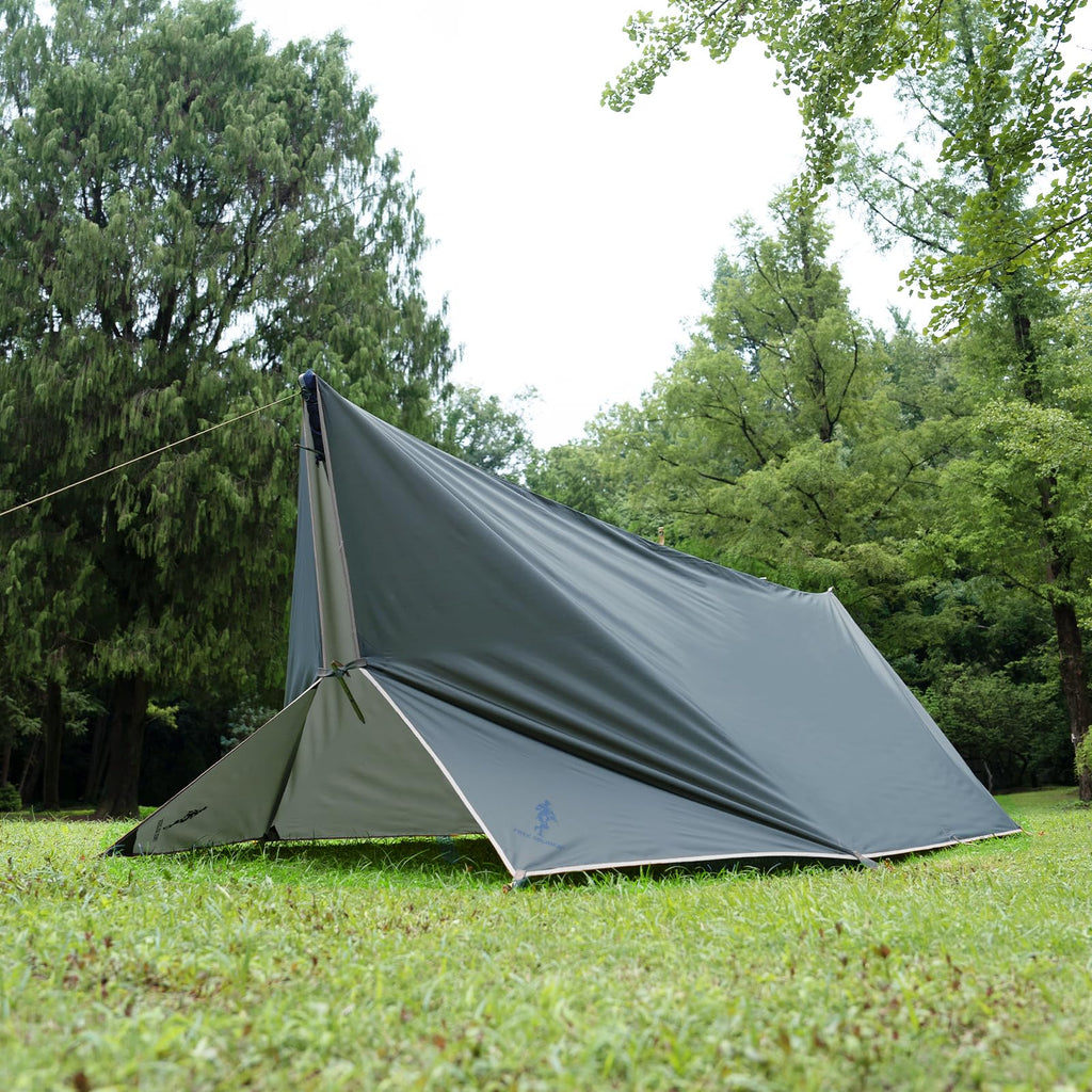 Free Soldier Camping Tarp Waterproof Portable Multifunctional Outdoor Traveling Awning Backpacking Shelter Rain Tarp (Blue Gray