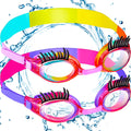 Konohan 2 Pieces Kids Swim Goggles Eyelashes Girls Funny Swim Goggle No Slip Leak Anti Fog UV Glasses for Lash Extensions(Pink P