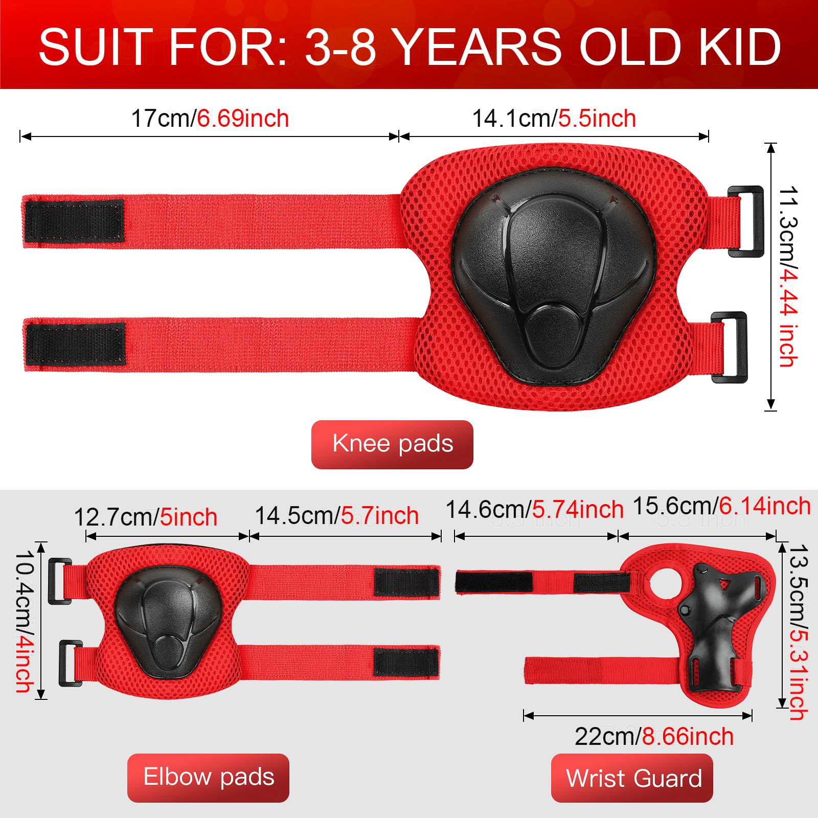 Kids Protective Gear Set Wemfg Knee Pads For Kids 3-8 Years Toddler Knee And Elbow Pads With Wrist Guards 3 In 1 For Skating Cyc