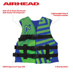 Airhead Youth Trend Life Jacket, Coast Guard Approved, Blue/Green