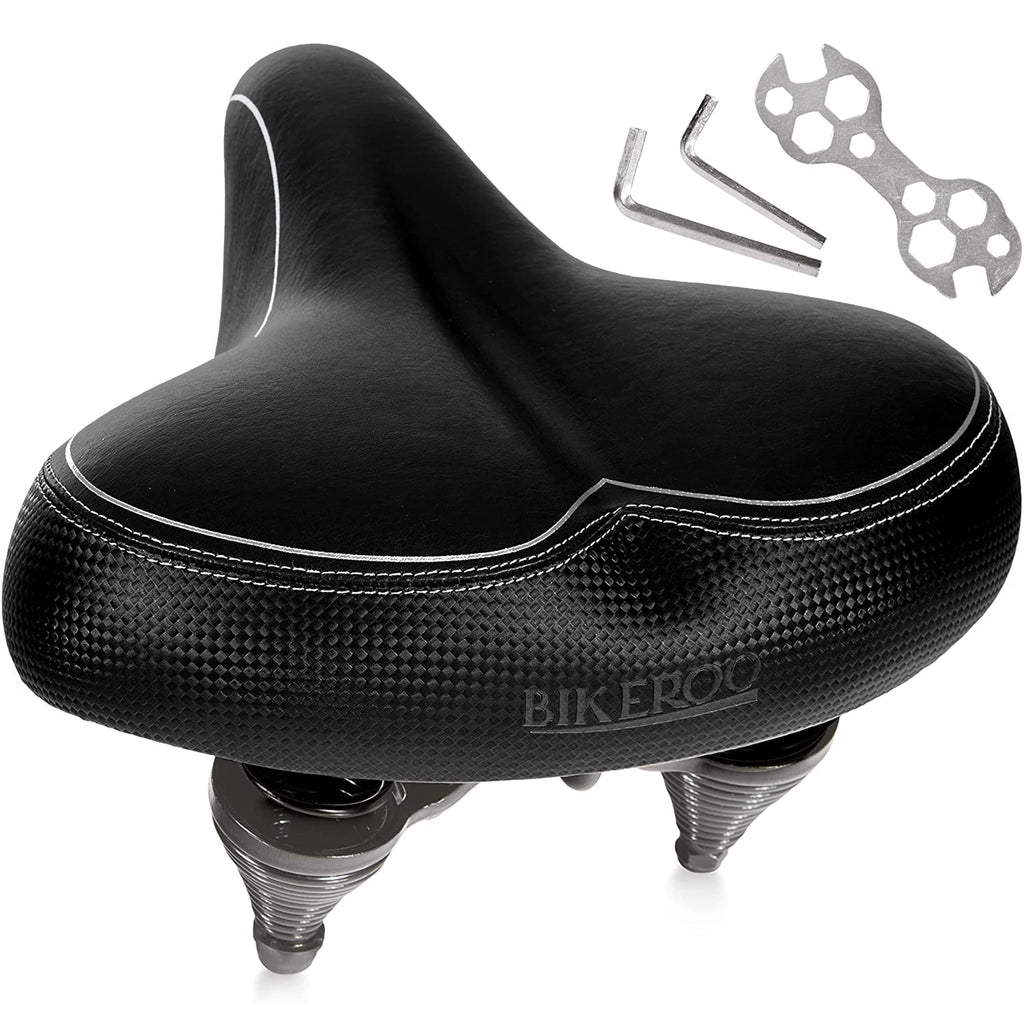Bikeroo Oversized Comfort Bike Seat Most Comfortable Replacement Bicycle Saddle - Fit For Exercise And Outdoor Bikes Suspension 