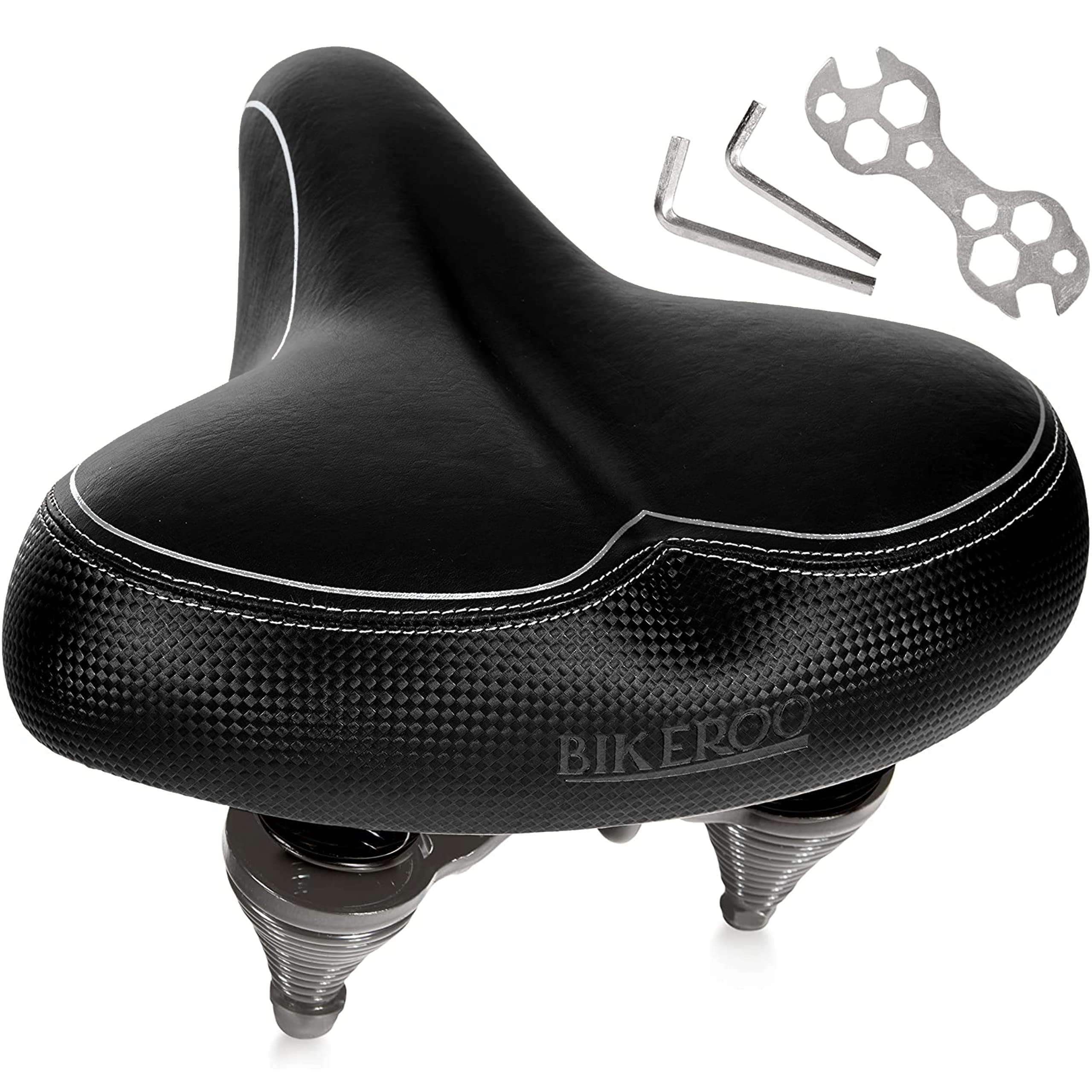 Bikeroo Oversized Comfort Bike Seat Most Comfortable Replacement Bicycle Saddle - Fit For Exercise And Outdoor Bikes Suspension 