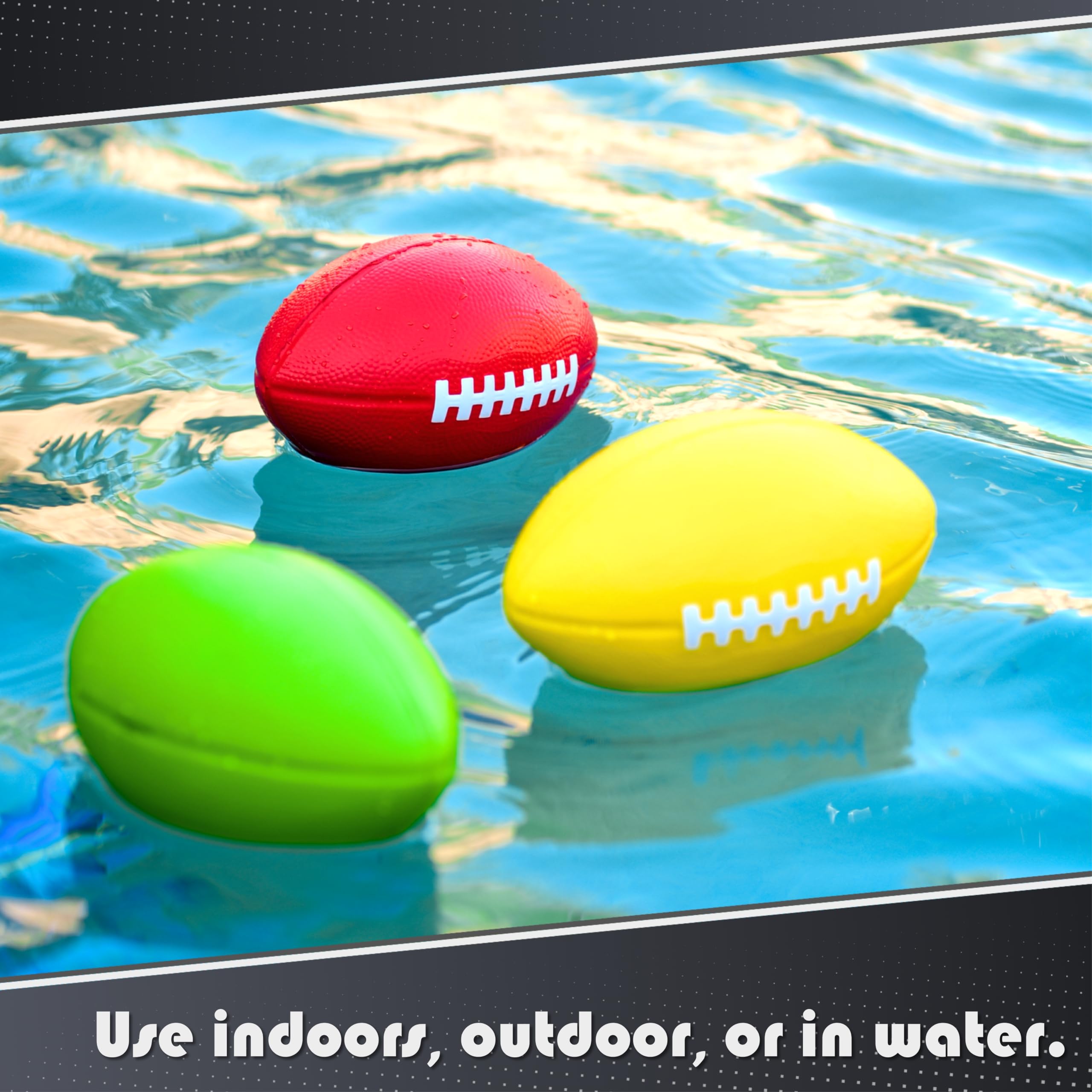 Lmc Products Kids Football 4 Pack - 7.25    Foam Footballs - Soft, Small Football - Colorful Mini Football For Kids - Includes G