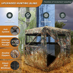 Funhorun Hunting Blind With Floor Mat, 360 Degree See Through Ground Blind With Carrying Bag, 2/3 Person Pop Up Camouflage Tent