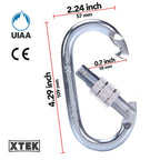 Climbing Carabiner - Uiaa Ce Rated 25Kn/5620Lb - Heavy Duty Twist Locking Carabiner Clip - Industrial Strength Large Steel Oval
