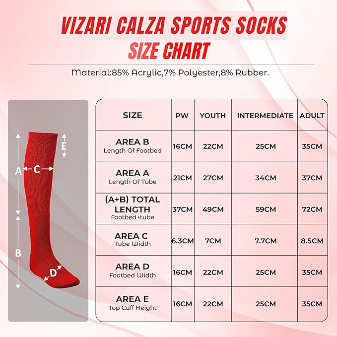 Calza Sock-Red - Vizari Sports