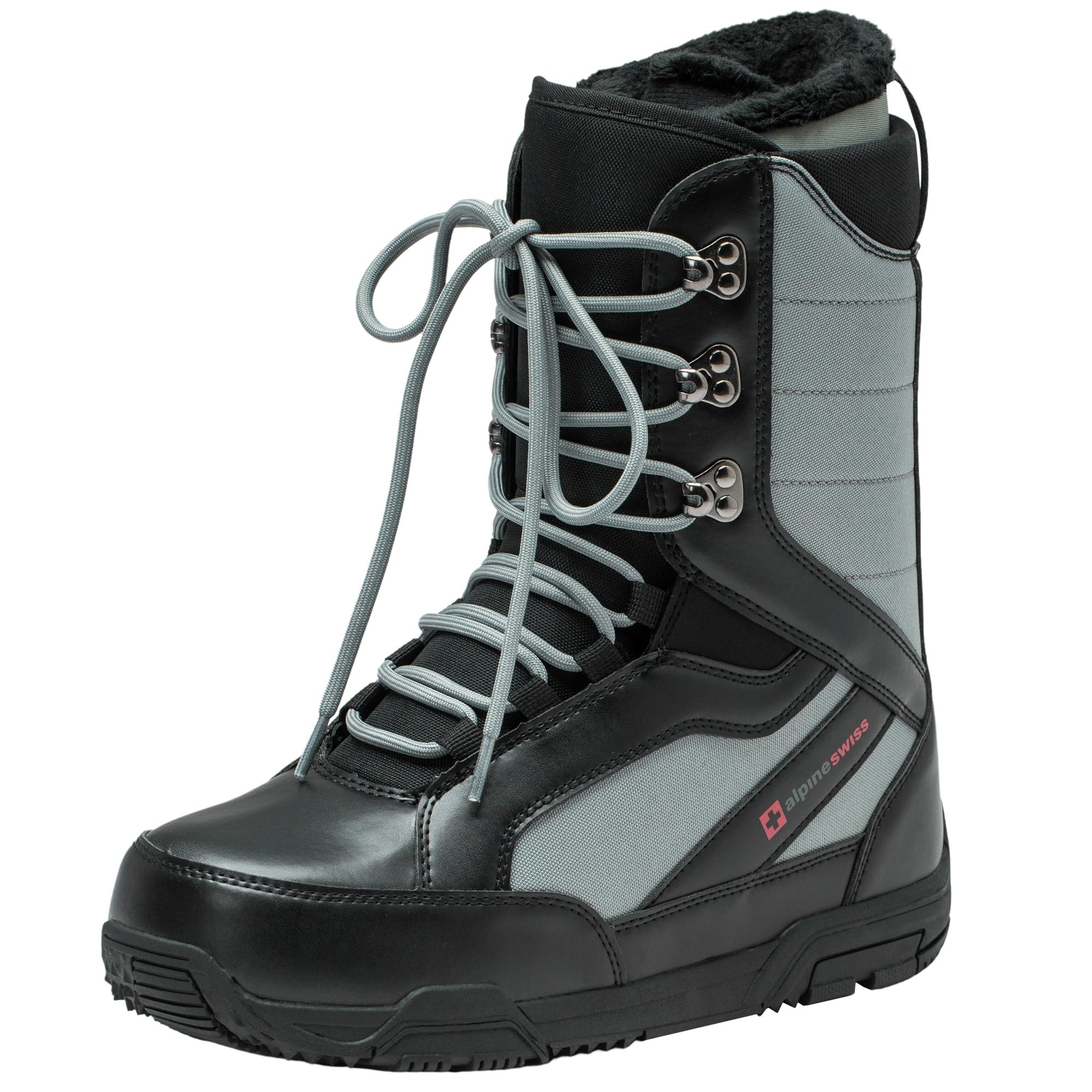 Alpine Swiss Men's Snowboard Boots | Waterproof, Custom-Fit Liner, Medium Flex for All-Mountain Riding, Winter Snow Boots Gray 9