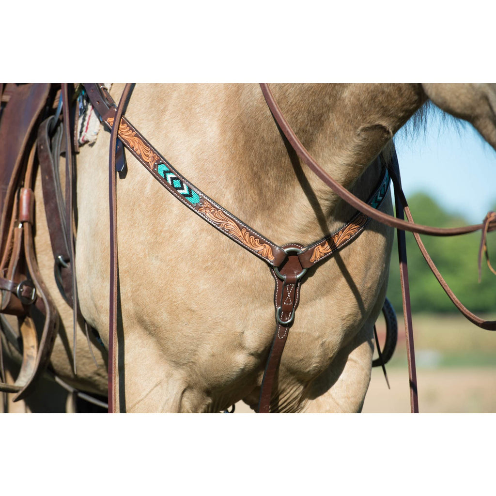 Turquoise Cross Turquoise Beaded Straight Breast Collar Dark Oil, 1.25
