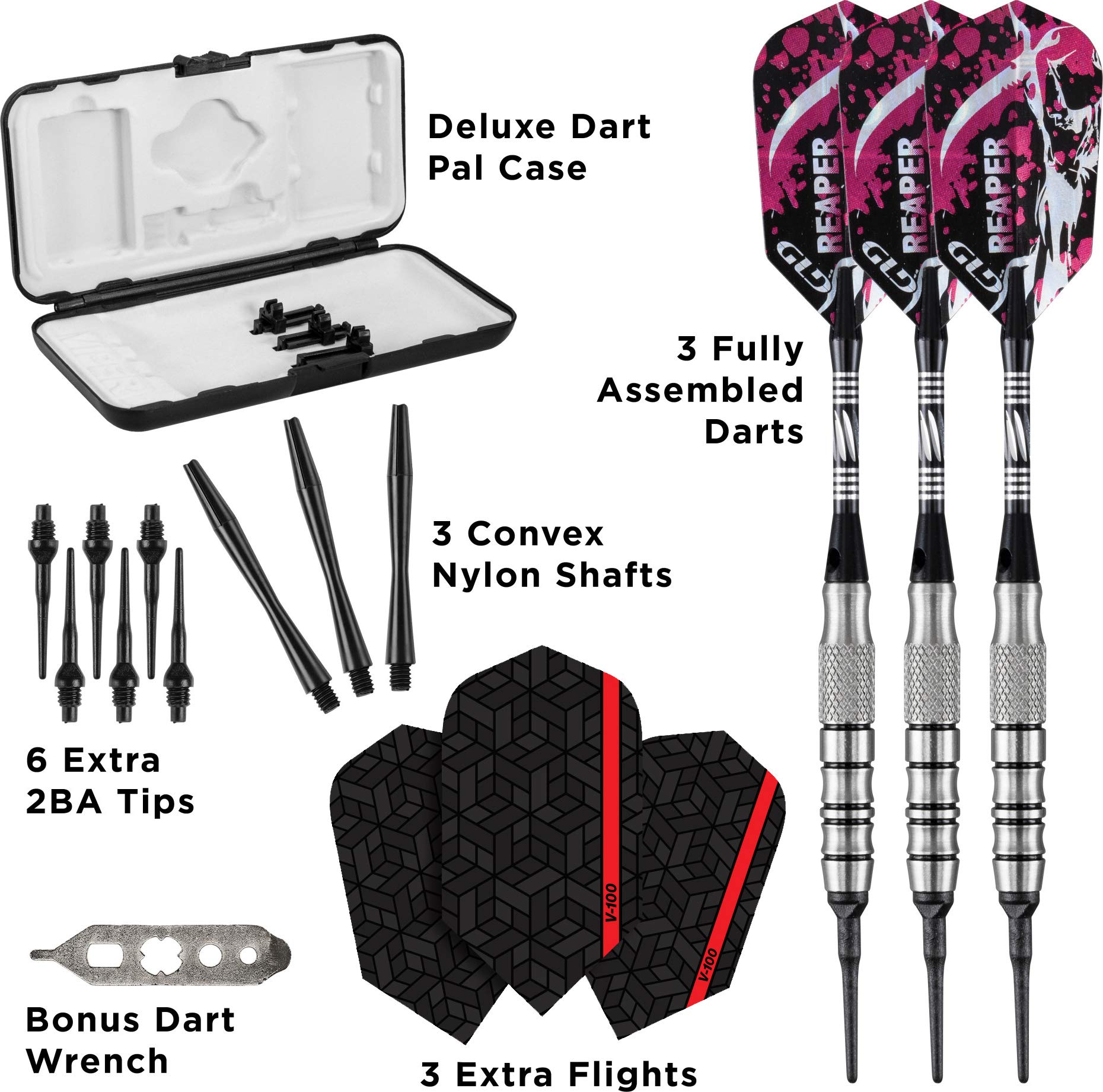 Viper Grim Reaper 80% Tungsten Soft Tip Darts With Storage/Travel Case, Coarse Knurling, 16 Grams