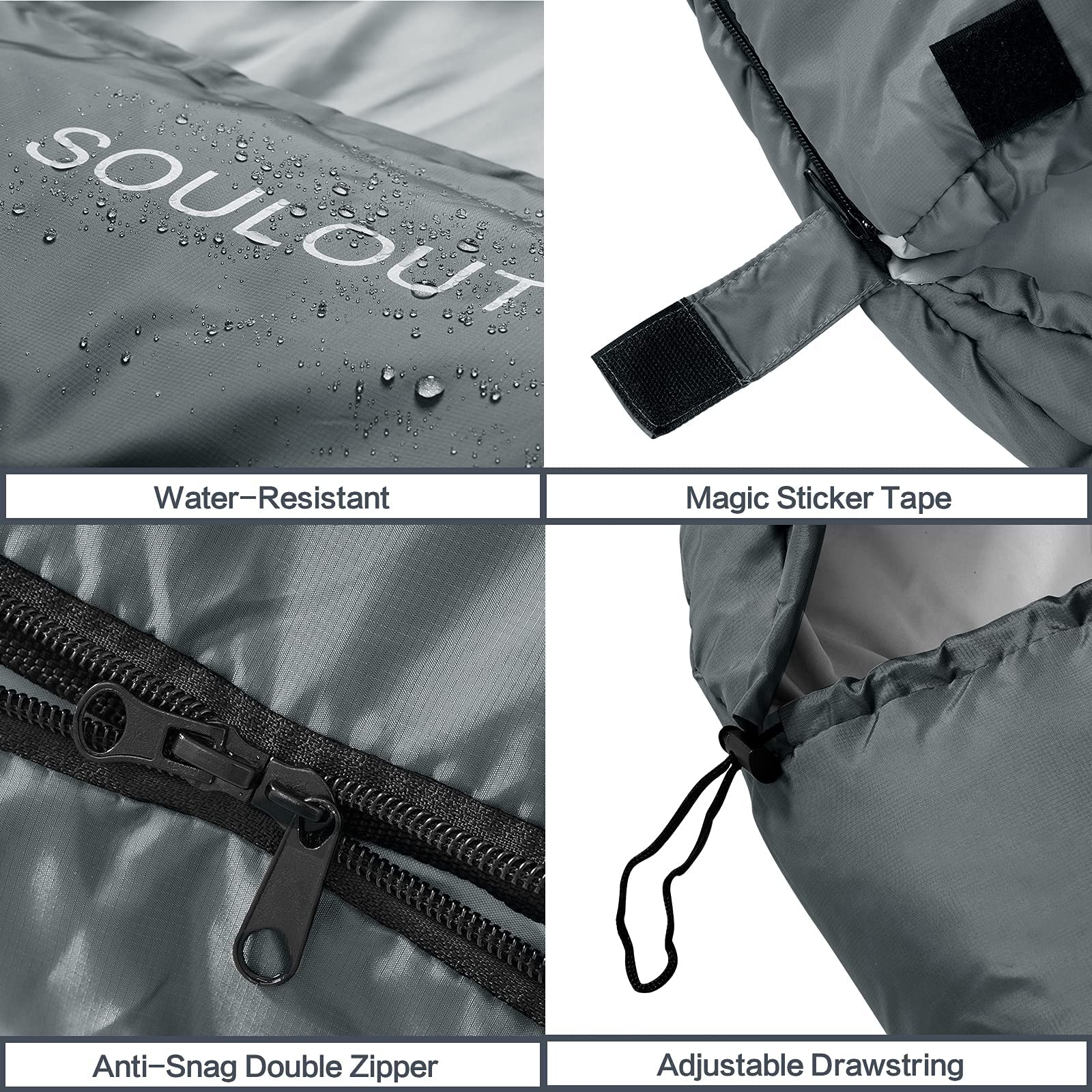 3-4 Season Sleeping Bag For Adults & Kids, Lightweight Warm Cold Weather Camping Bag With Waterproof Compression Sack - Portable
