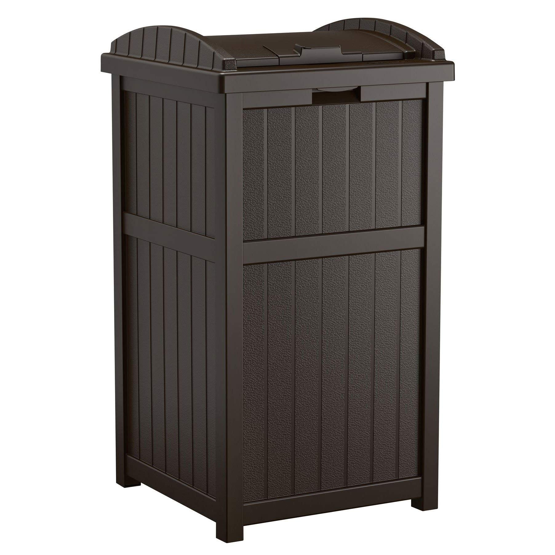 Suncast Patio Garbage Waste Trash Can Bundled W/ Patio Cooler W/ Cabinet & Wire Basket