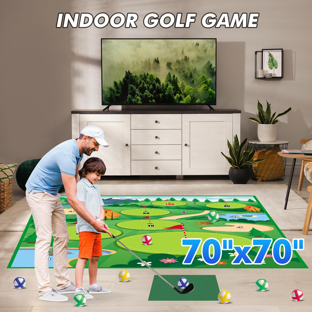 Vatos Golf Chipping Game Mat With Club, Golf Practice Mats Golf Training Mat Indoor Outdoor For Kids Adults Family, Golf Hitting
