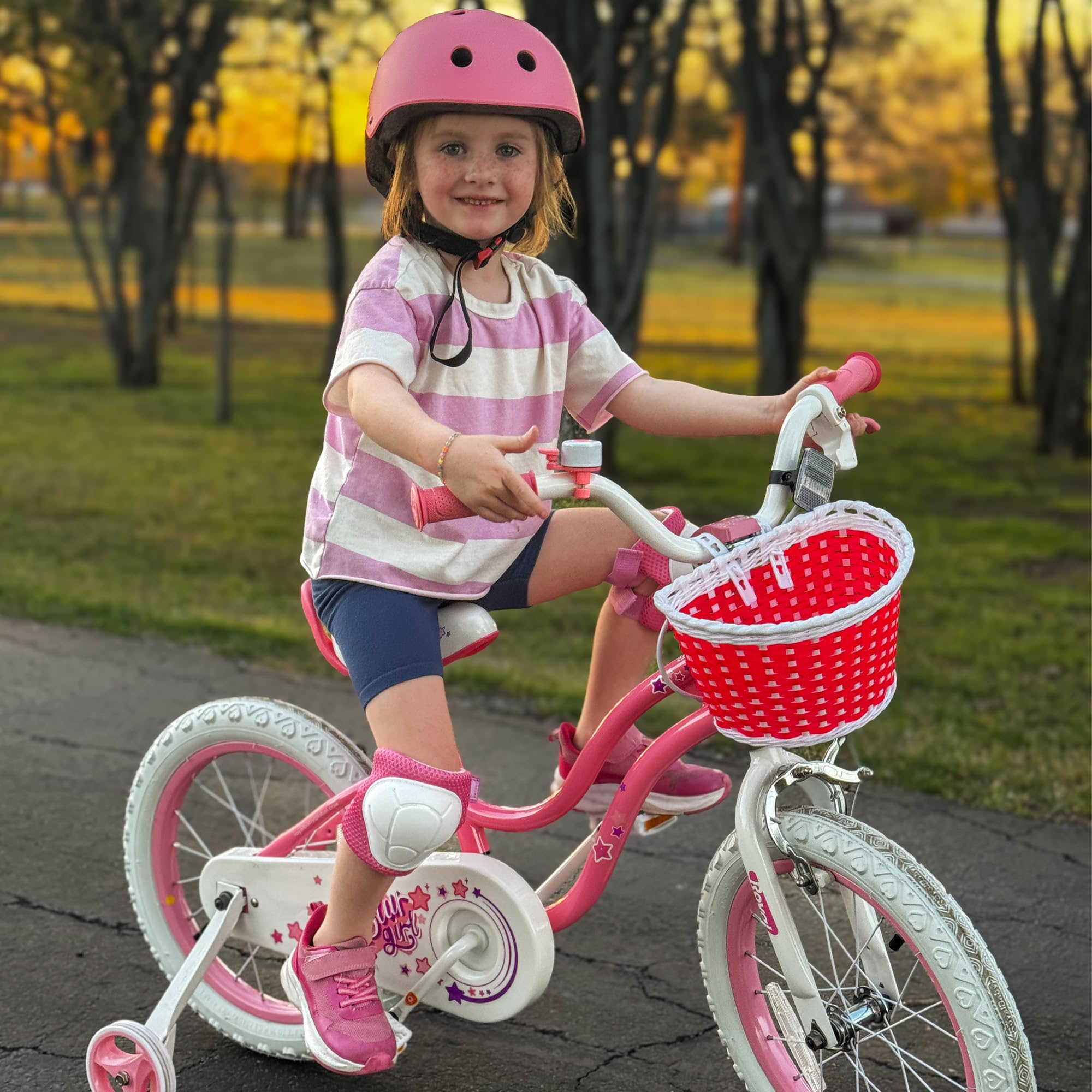 RoyalBaby Stargirl Kids Bike 12 Inch Girls Bicycle for Children with Training Wheels & Basket, Pink