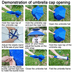 New-Vi Fishing Umbrella Hat Folding Sun Rain Cap Adjustable Multifunction Outdoor Headwear (Blue (Upgraded))