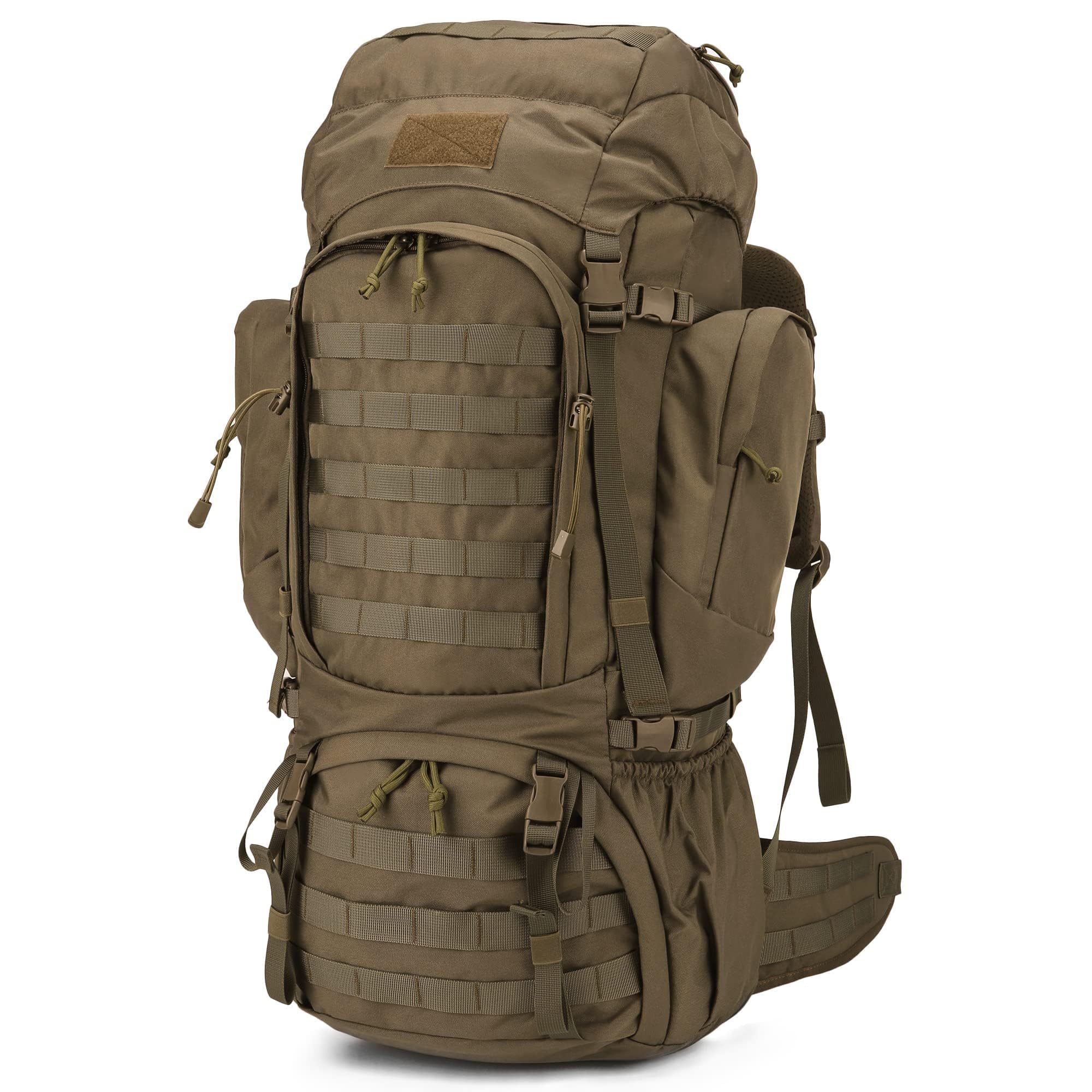 Mardingtop 60L Molle Hiking Internal Frame Backpacks With Rain Cover For Camping,Backpacking,Travelling(Khaki)