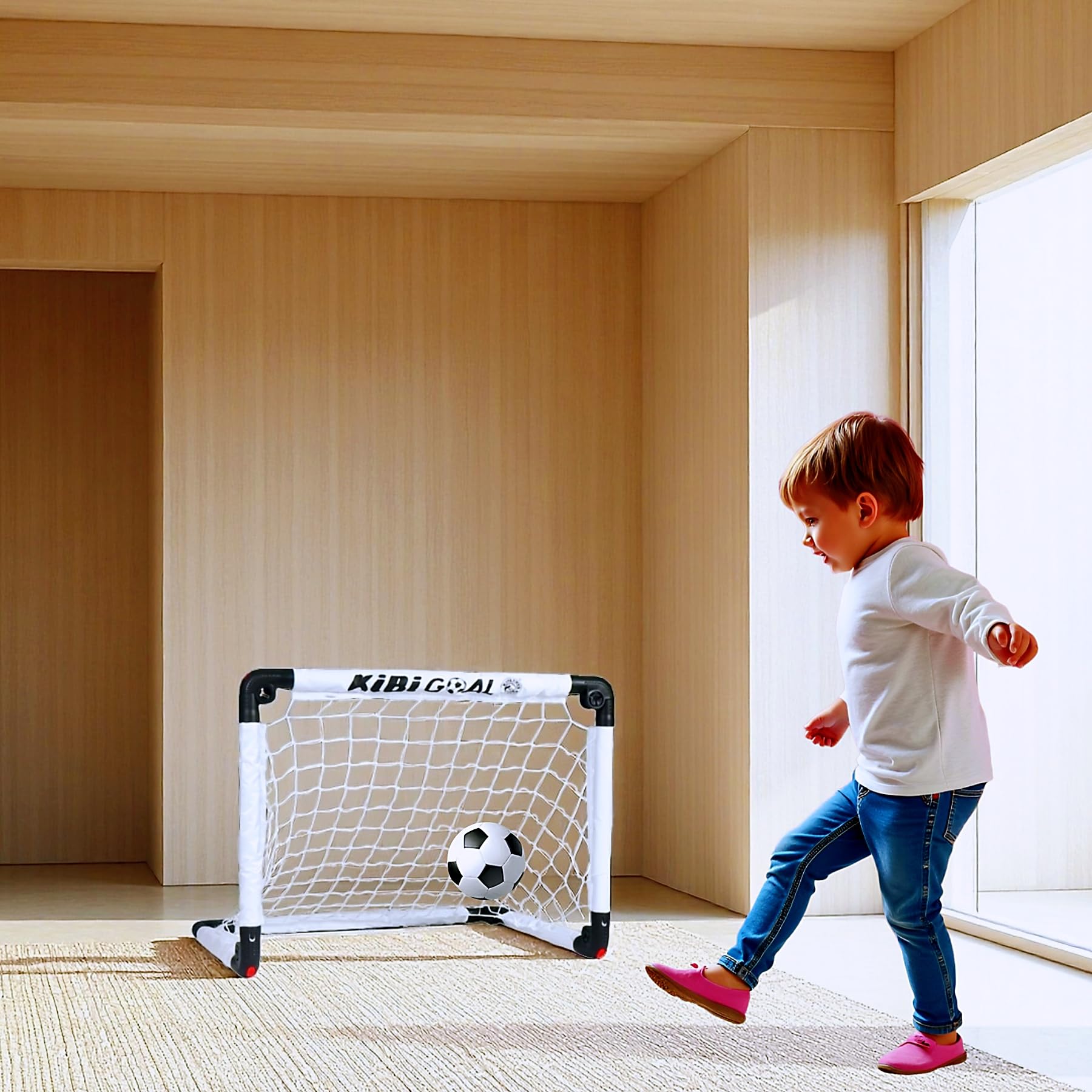 KiBiGOAL Mini Toddler Soccer Goal Set, White Foldable Goal for Kids, Kids Goals for The Backyard + Indoor + Outdoor Soccer Toy(2