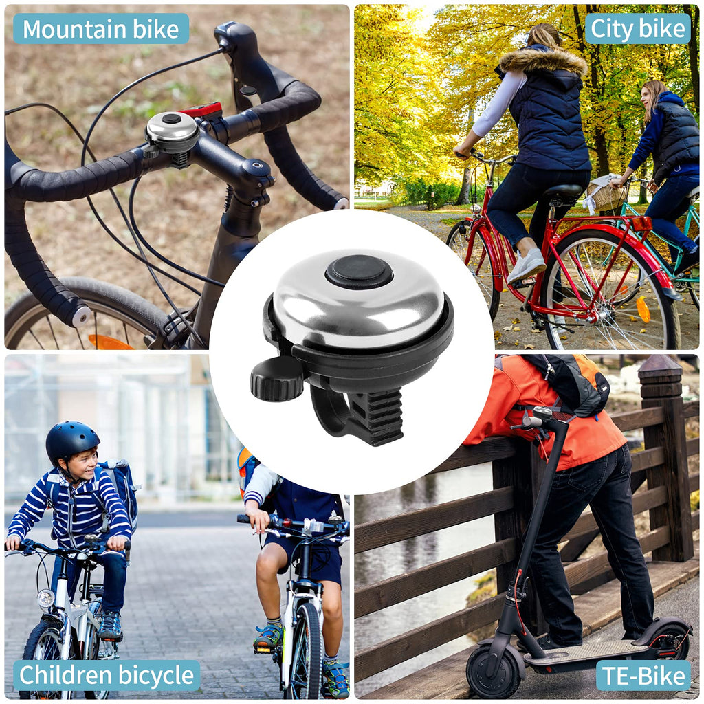 Xthuge Classic Bike Bell, Aluminum Bicycle Bell, Loud Crisp Clear Sound Bicycle Bike Bell For Adults Kids(Silver-Left Hand Use)