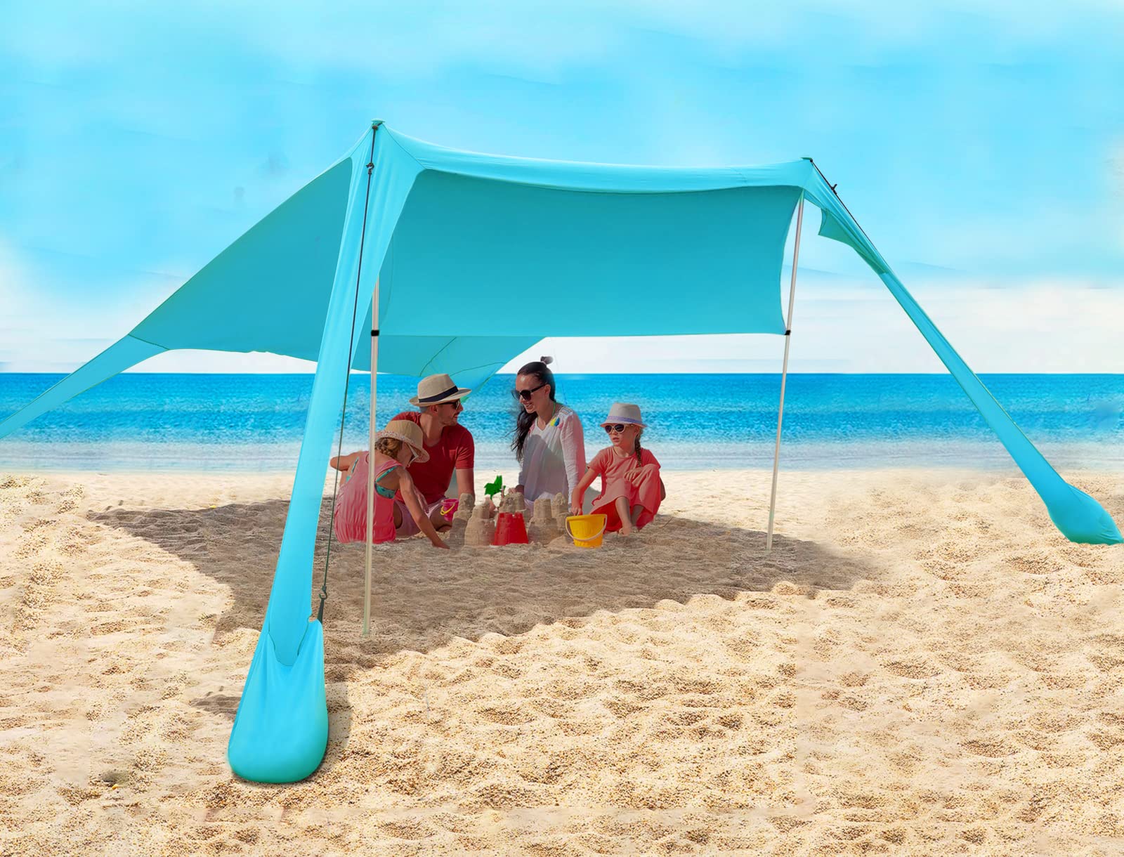 Fbsport Beach Tent Sun Shelter, Portable Beach Shade Canopy Upf50+ With Sandbags For Outdoor Family Camping, Fishing, Backyard F