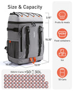 Tourit 50-Can Rolling Backpack, Double Deck & Dual-Bar Handle Travel Soft Cooler Bag With Wheels For Women, 30L Space Beach Cool