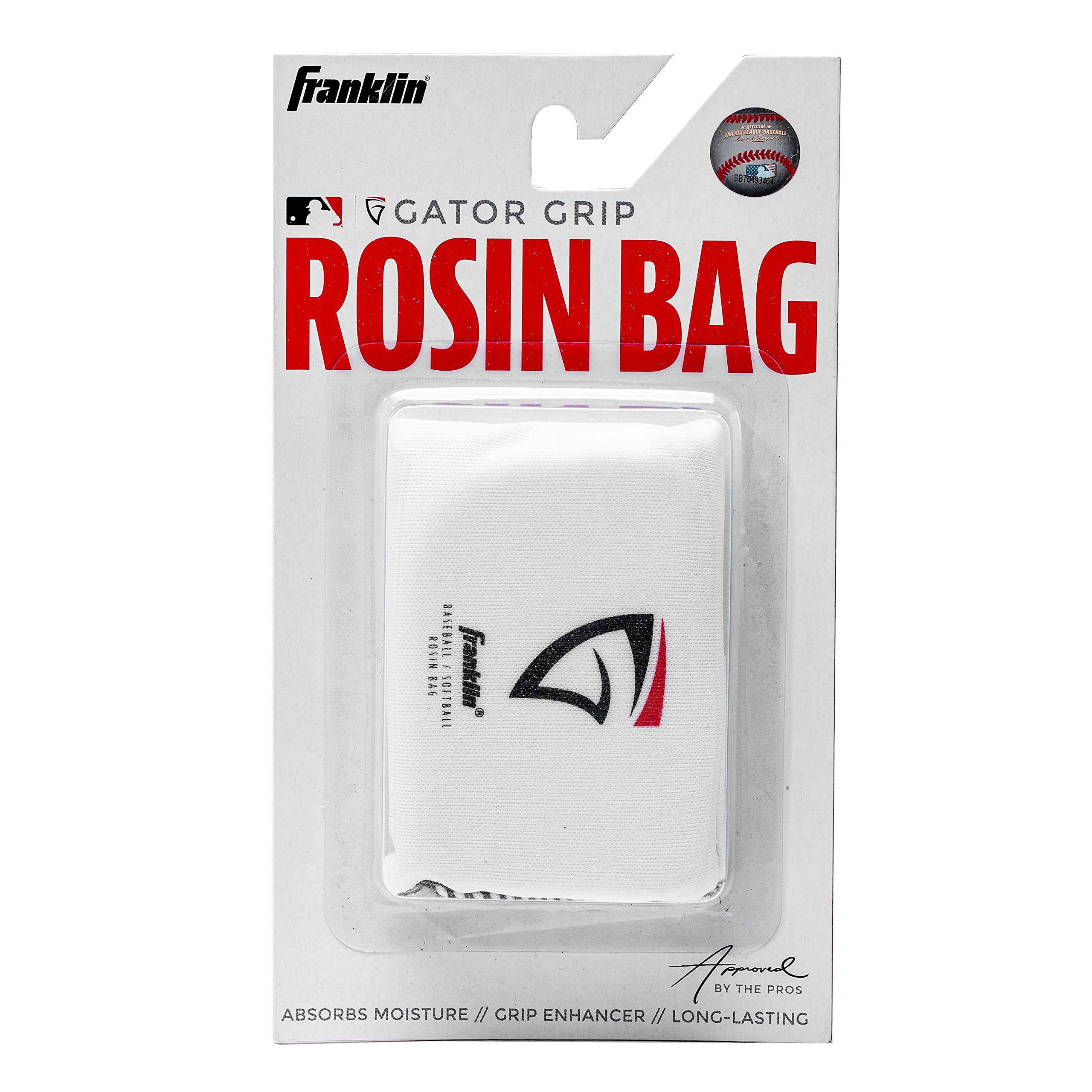 Franklin Sports Mlb Gator Grip Rosin Bag - Multi Sport + Baseball + Softball - Absorbs Moisture White