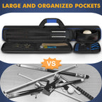 Pekrews Pool Cue Case - 2X2 Holds 2 Sticks With 2 Accessory Zipper Pockets, Sturdy Polyester Carry Bag With Shoulder Strap Handl