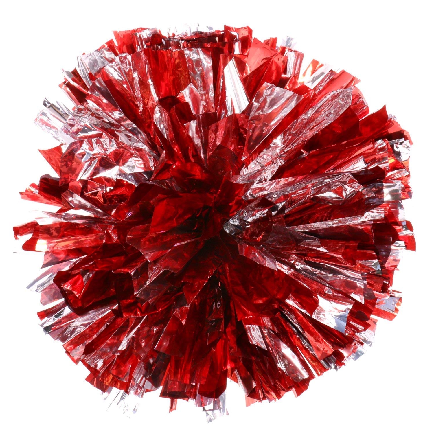 Hlonon 4 Pack Cheerleader Pom Poms Sports Dance Cheer Plastic Pom Poms Cheerleading For Sports Team Spirit Cheering (Red Silver)