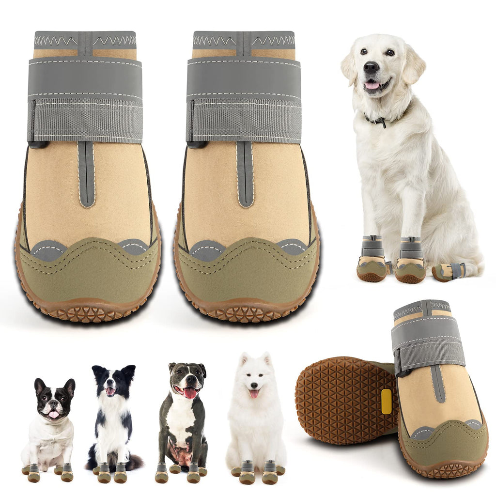 Jzxoiva Dog Shoes For Large Dogs Boots, Waterproof Dog Booties For Hardwood Floors, Outdoor Paw Protector With Reflective Strips