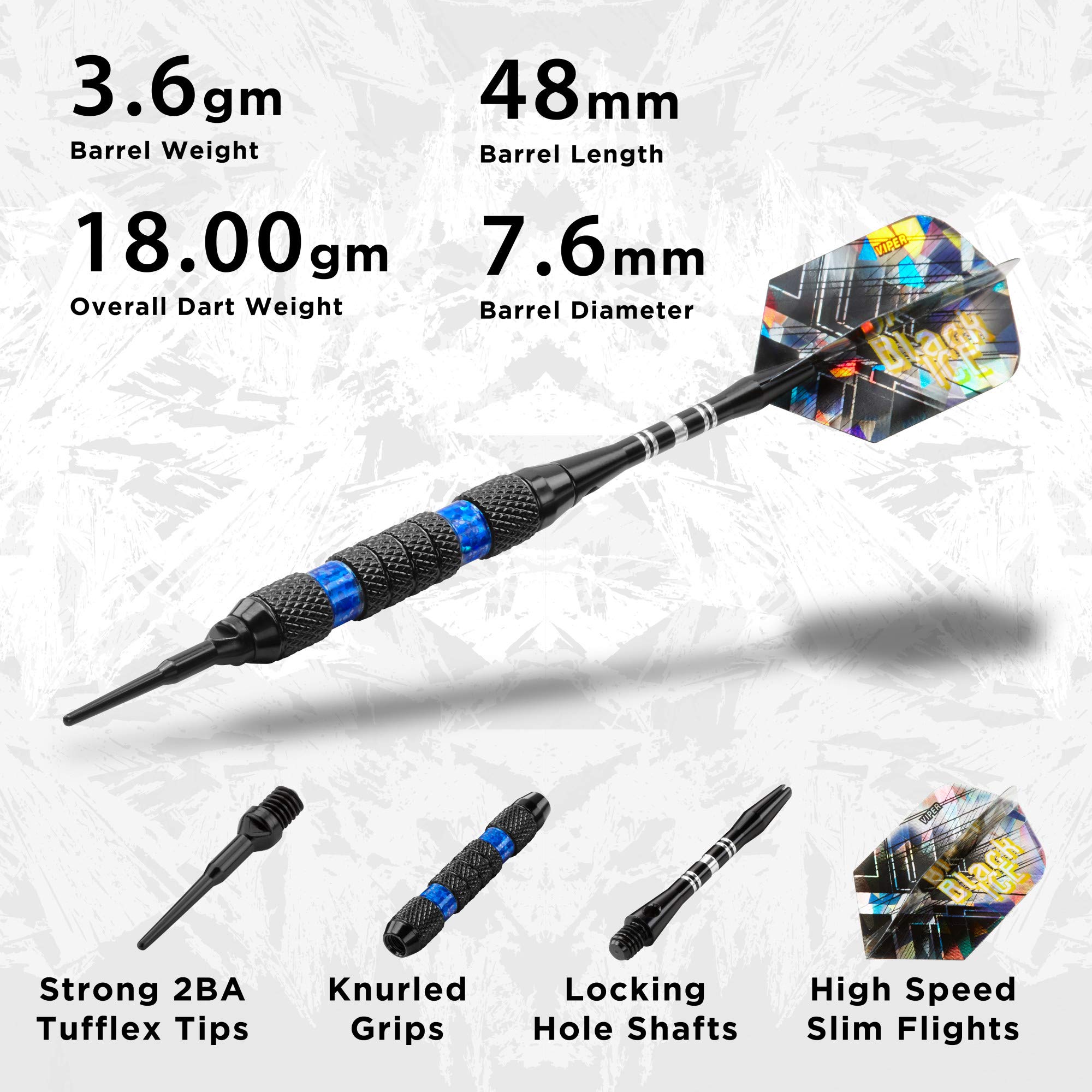 Viper Black Ice Soft Tip Darts With Red Rings, 16 Grams