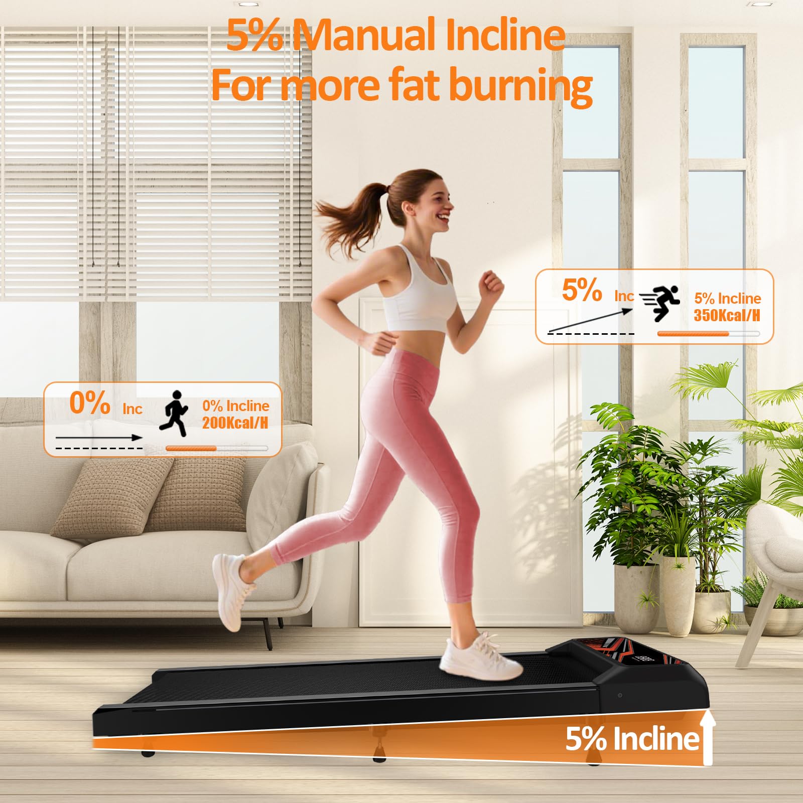 2.5HP Walking Mat with Incline pad,Under Desk Treadmill, Walking Running Pad with Remote, 3 in 1 Low Noise Small Mini Portable T