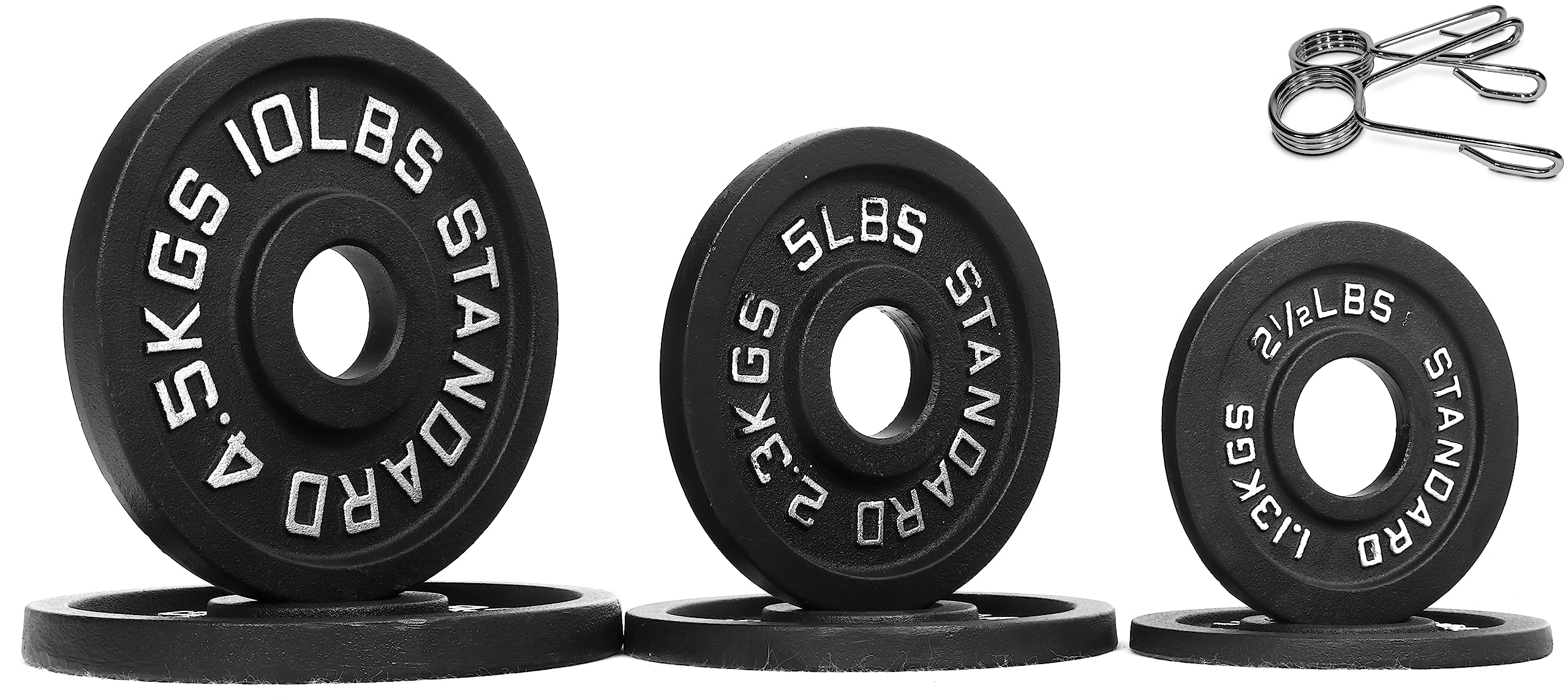 Fitvids Olympic 2-Inch Cast Iron Plate Weight Plate For Strength Training And Weightlifting, Vintage Style, 35Lb Set