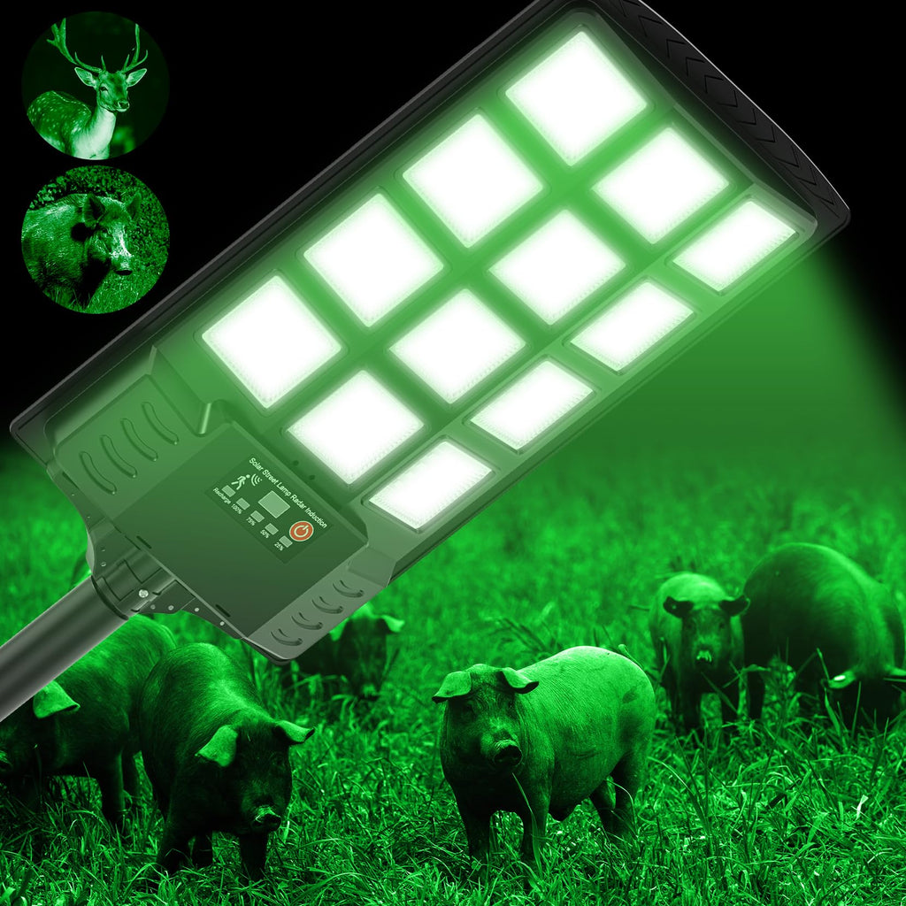 Hog Light For Night Hunting,18000Lm Powered Feeder Light(Green) Solar Lights For Hunting Hogs, Coyote, Varmint, Deer, Motion Act